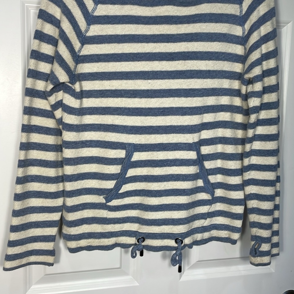Margaret O’Leary Stripped Hoodie Size Small Thumb Holes Pocket Drawstring Bottom - Picture 4 of 12